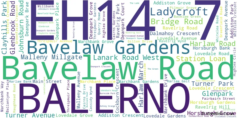 A word cloud for the EH14 7 postcode